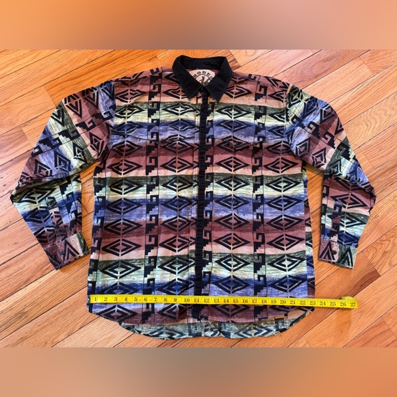 Rodeo Active Shirt Men’s Size L Aztec Retro Rodeo Ranch Western Vintage Cotton - Picture 9 of 12